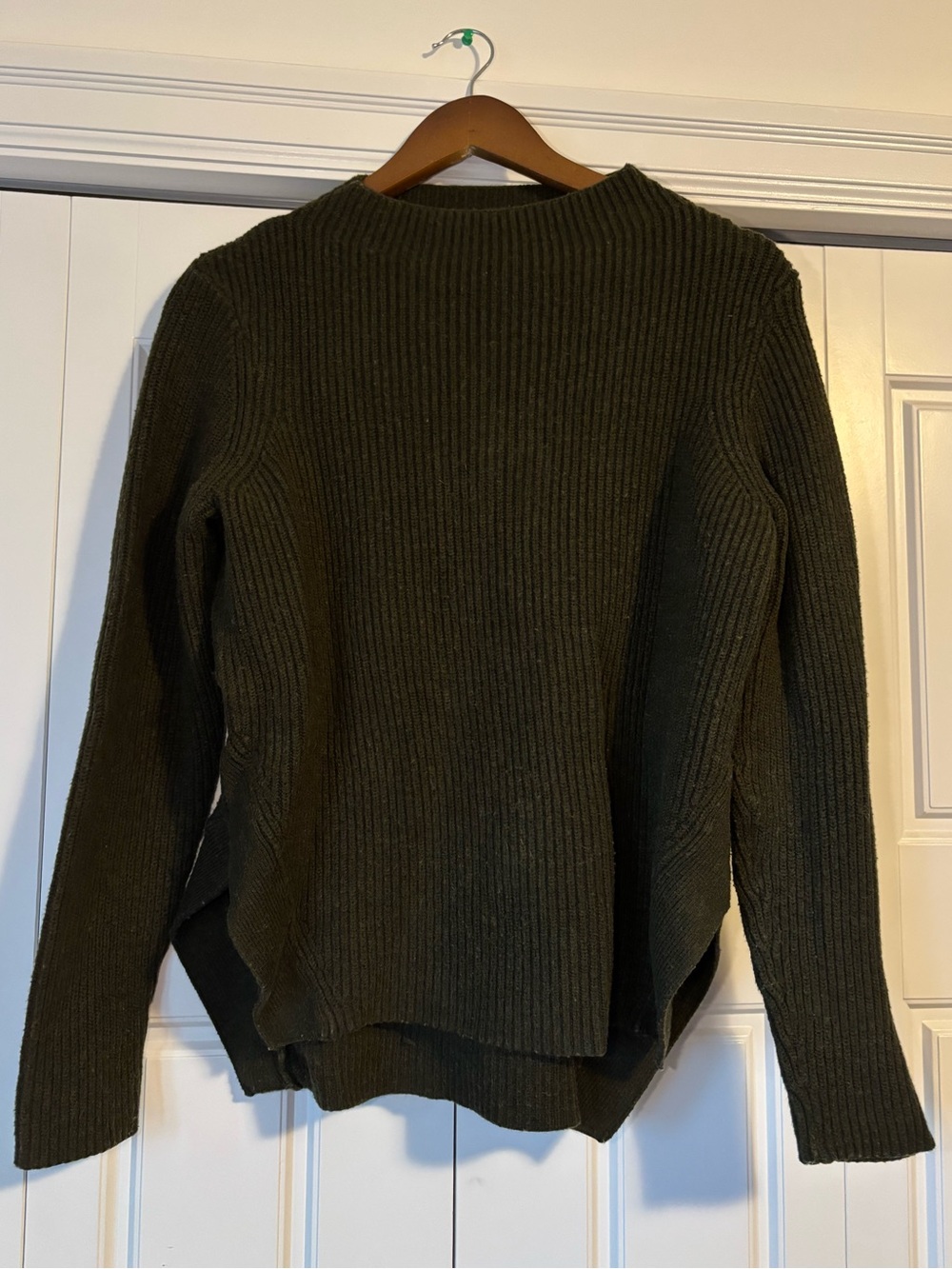 Lord & Taylor, dark olive green ribbed knit sweater